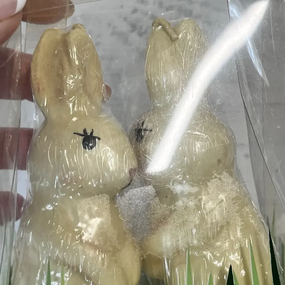 Vintage TAG Set of Chick & Bunny Candles Easter Spring Home Decor Nursery